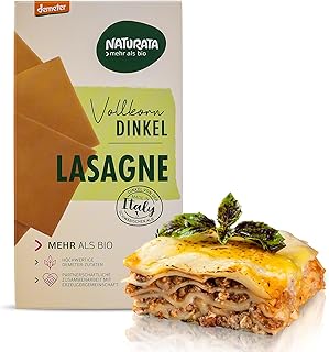Naturata Bio Dinkel-Vollkorn Lasagne-Platten, 250 g | Demeter Dinkel von der Schwäbischen Alb | Fein-nussiger Geschmack für Lasagne & Aufläufe
