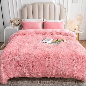 Winter Thicken Fur Bedding Shaggy Comforter Set Queen Size 3 Pieces Ultra Soft and Easy Care Luxury Plush Warm Super Fleece Sherpa Bedding Set,Bed Sheets