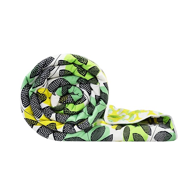 Divine Casa Microfibre Mild Winter 120 GSM Printed Reversible Single Bed Quilt Comforter Blanket - (Green)