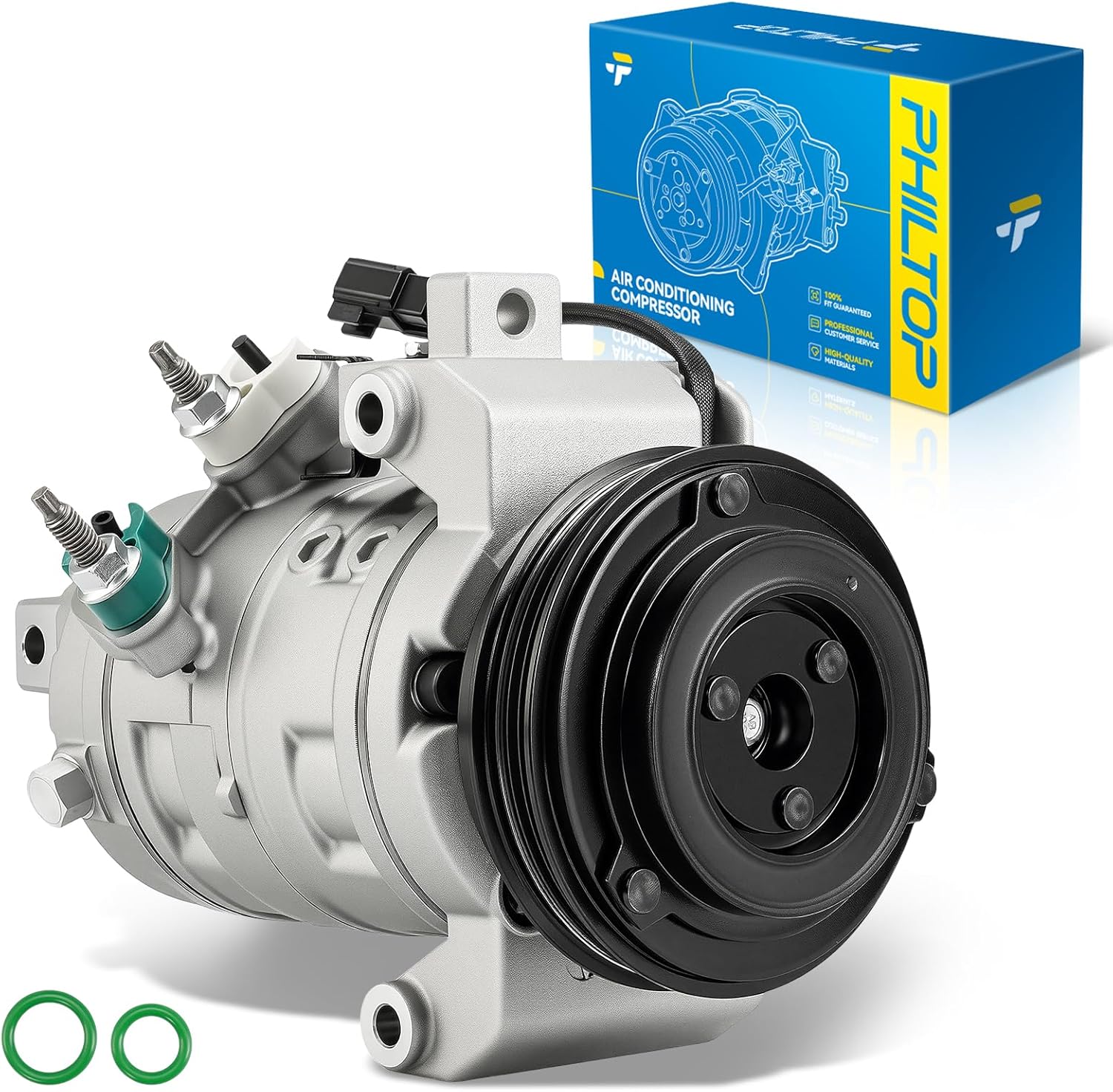 PHILTOP YCC441 Air Conditioner AC Compressor with Clutch for Ford Mustang 2015-2017 3.7L