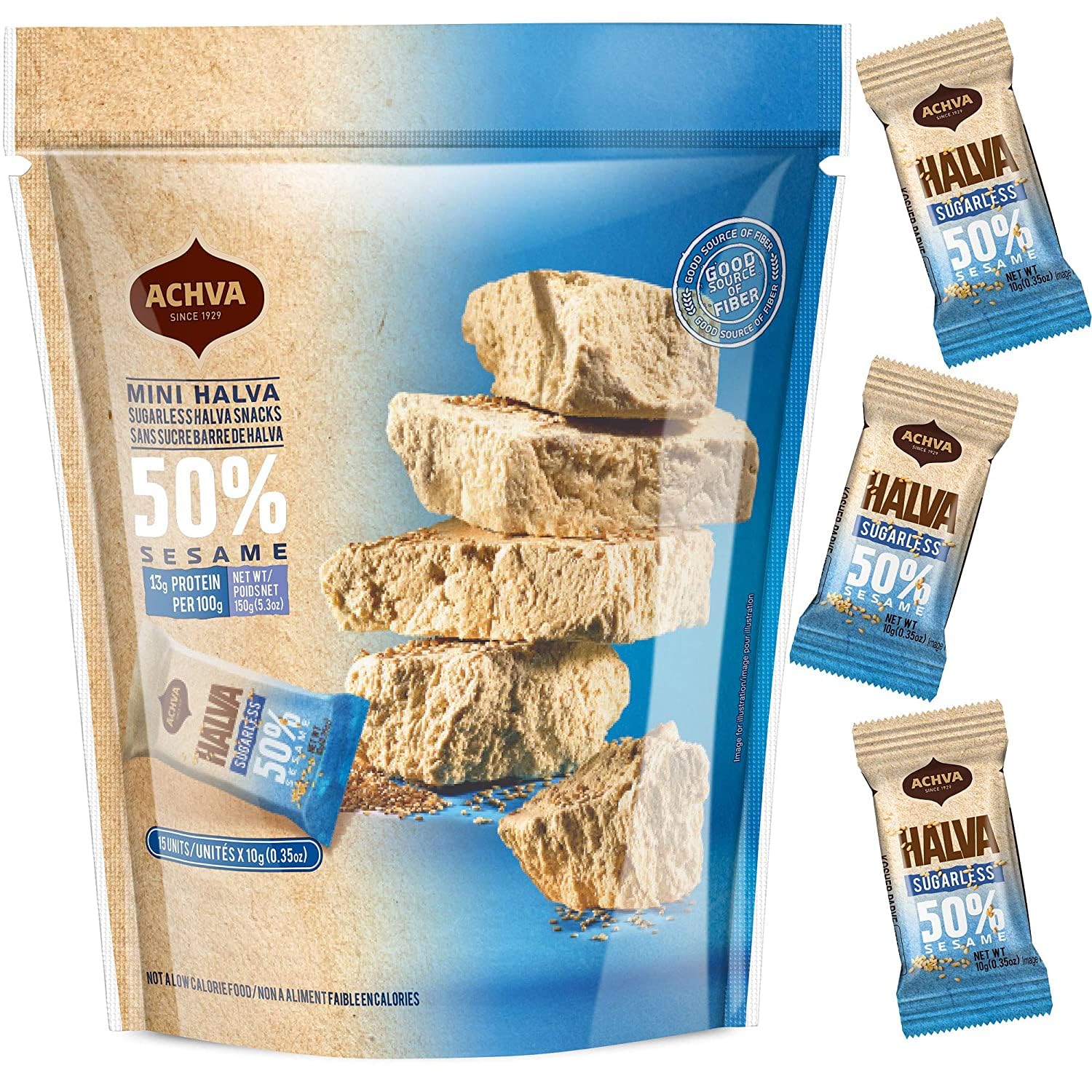 Achva Halva MiniSnackbeutel 50 Sesame Mini Halva Geschenkpackung