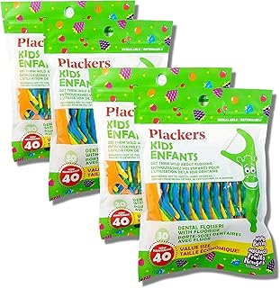 Plackers Kids Mixed Berry Dental Flossers 40 Count Pack, 4 Bags