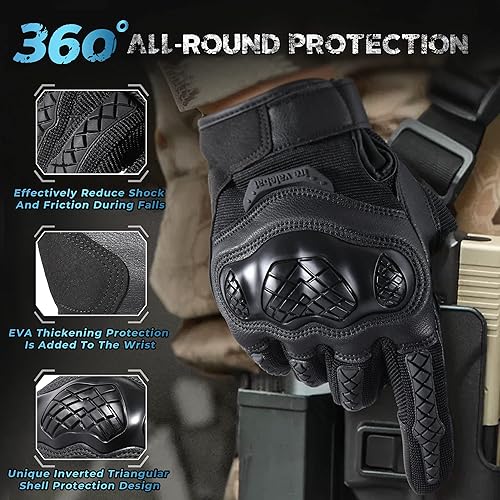 Miniatura 2 de Guantes tácticos de motocicleta para hombre, almohadillas antideslizantes para pantalla táctil, protectores de goma