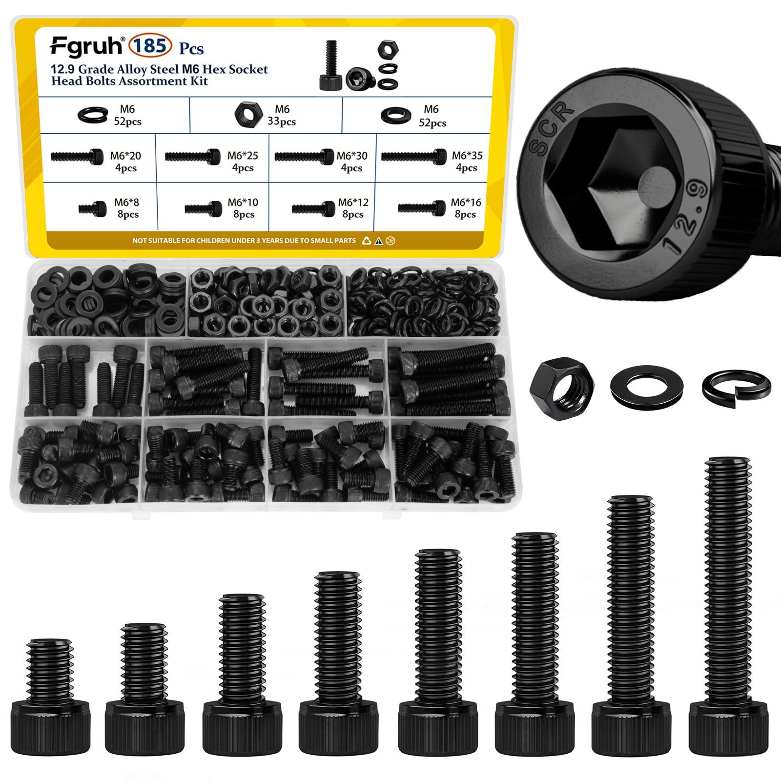 1220PCS M3 M4 M5 M6 Metric Hex Socket Head Screws Assortment Kit — Amazon image 9