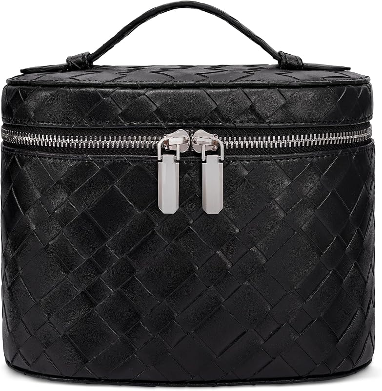 Necessaire de maquiagem honitty com divisórias e alça, preta, Pacote com 1