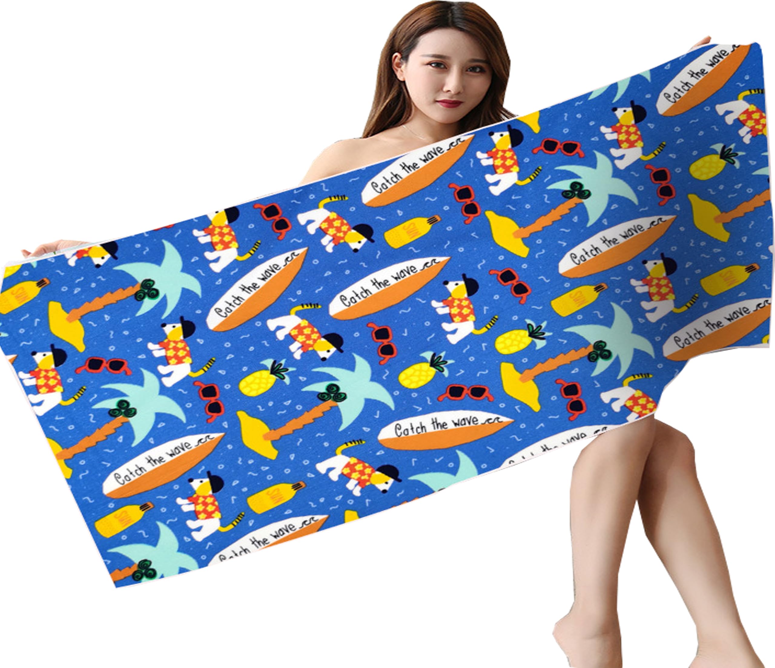 LIKPOJA Microfibre Beach Towel for Adult Lightweight Quick Dry Sand Free Compact Swim Travel Bath Towel for Summer Holiday Beach Accessories B 150 * 75cm