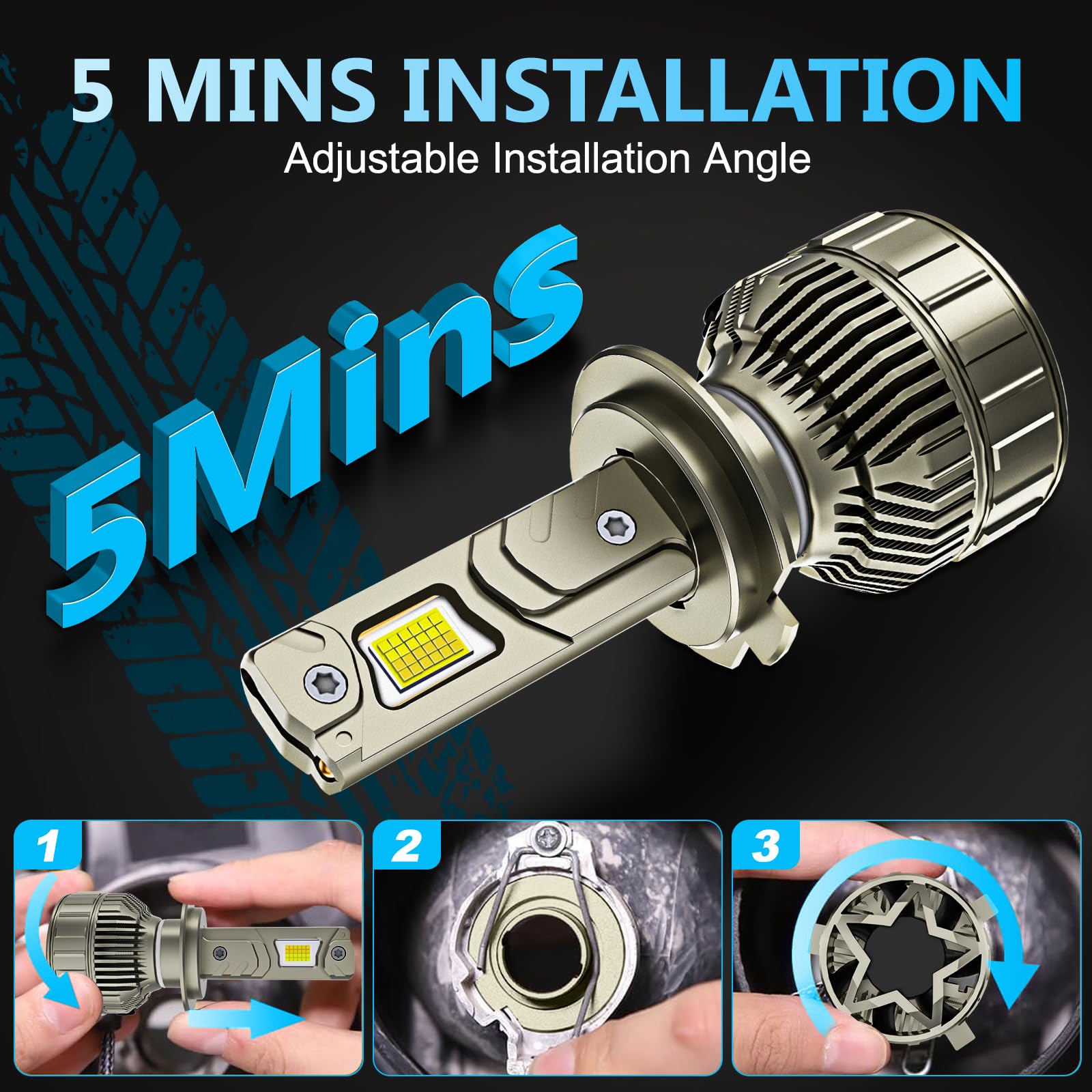Sycreek Smart H7 LED, 0-50000LM 1000% Más Brillante, Soporta Atenuación y Temperatura por APP, 3000K Amarillo a 6500K Blanco Frío para Faro Antiniebla Bluetooth H7, Plug and Play