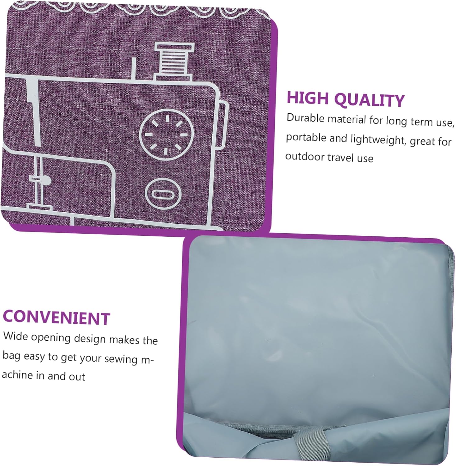 Healifty Oxford Cloth Sewing Machine Carrying Case Portable Tote Bag with Wide Opening Large Capacity Storage for Travel and Outdoor Use Violet