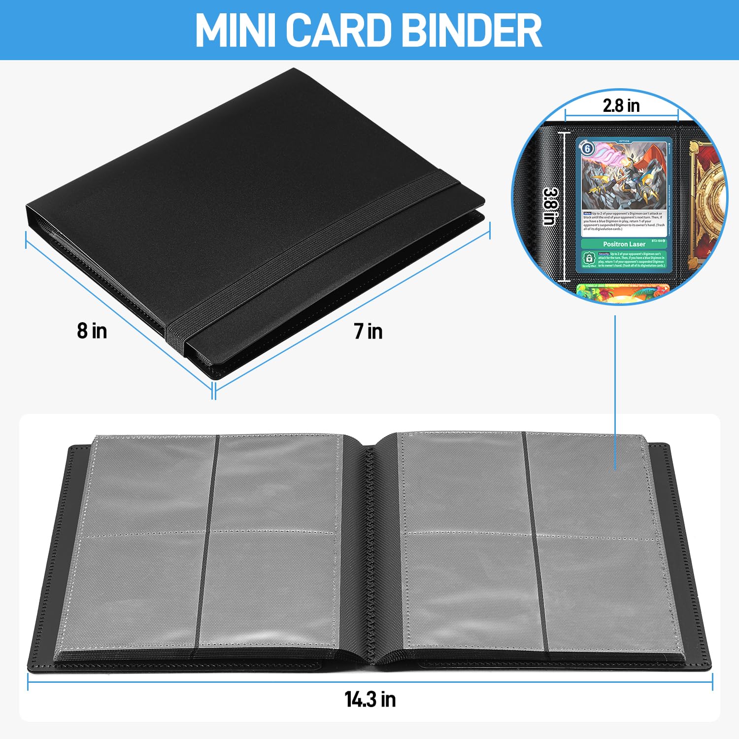 Segregator na karty, ulepszony segregator na karty kolekcjonerskie z 4 kieszeniami, 160 kieszeni, mini etui na karty, album - czarny