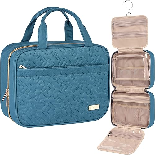 Miniatura 28 de NISHEL Neceser de viaje para mujer, organizador colgante y portátil para champú de tamaño completo, acondicionador, juego de cepillos y accesorios