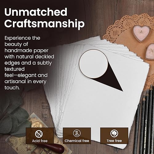 Miniatura 3 de LEATHER VILLAGE Papel de acuarela, 8 x 6 pulgadas, 50 hojas, papel de acuarela mixto, papel de acuarela de 150 GSM con borde grueso, papel de