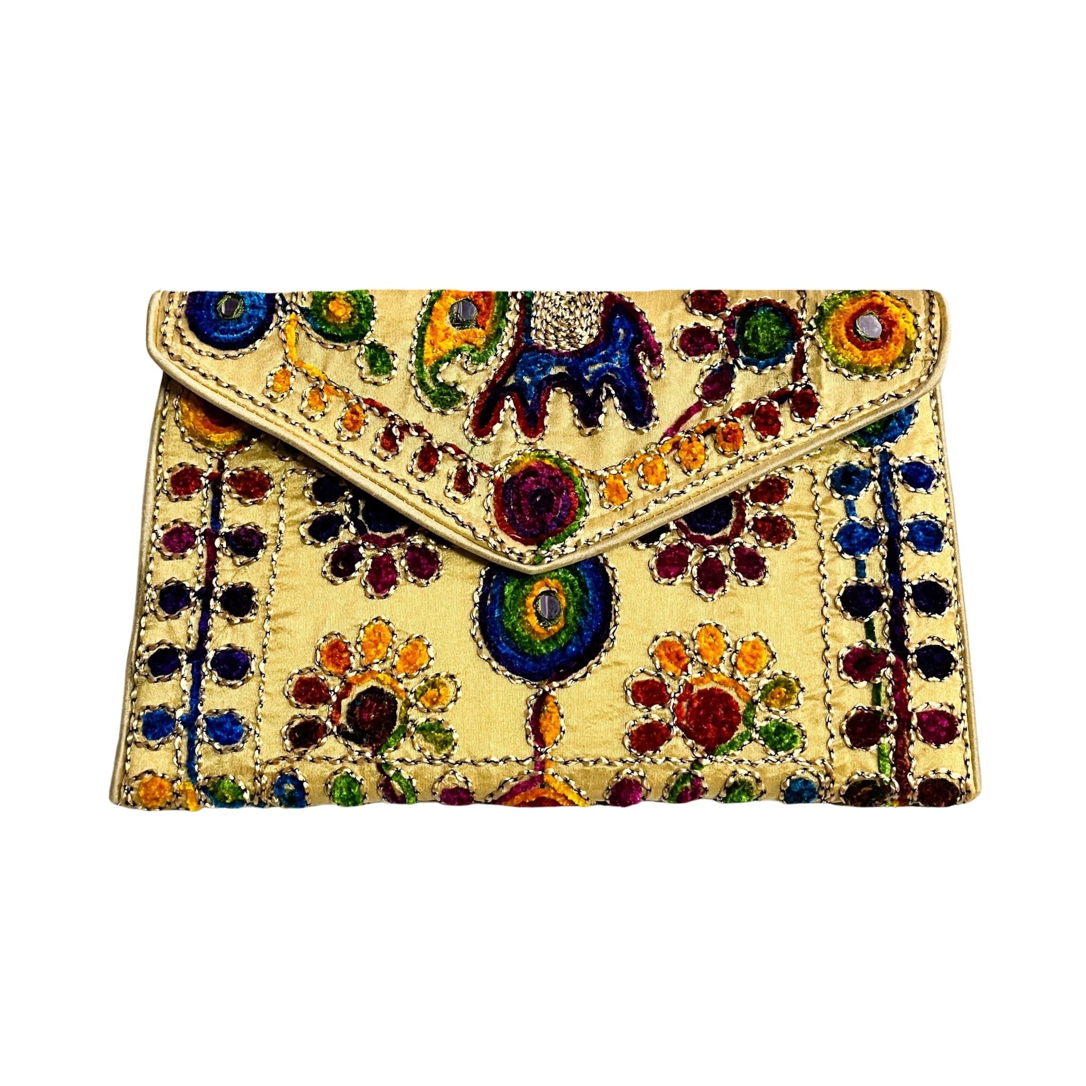 sutliyan Women's Rajasthani Handmade Damru Embroidery Small Clutch Bag-picture-33