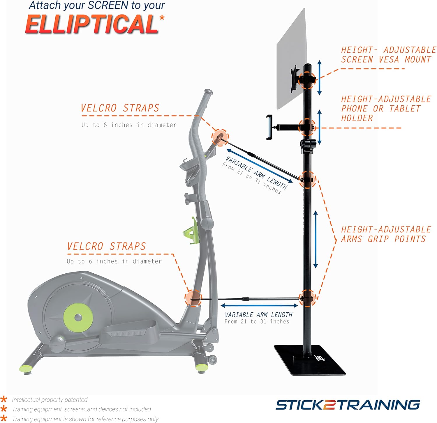 Extra-Tall TV Stand Mount for Treadmills & Walking Pads | Fits 24–32” Screens | Adjustable to 72” | Train Longer. Watch What You Love.