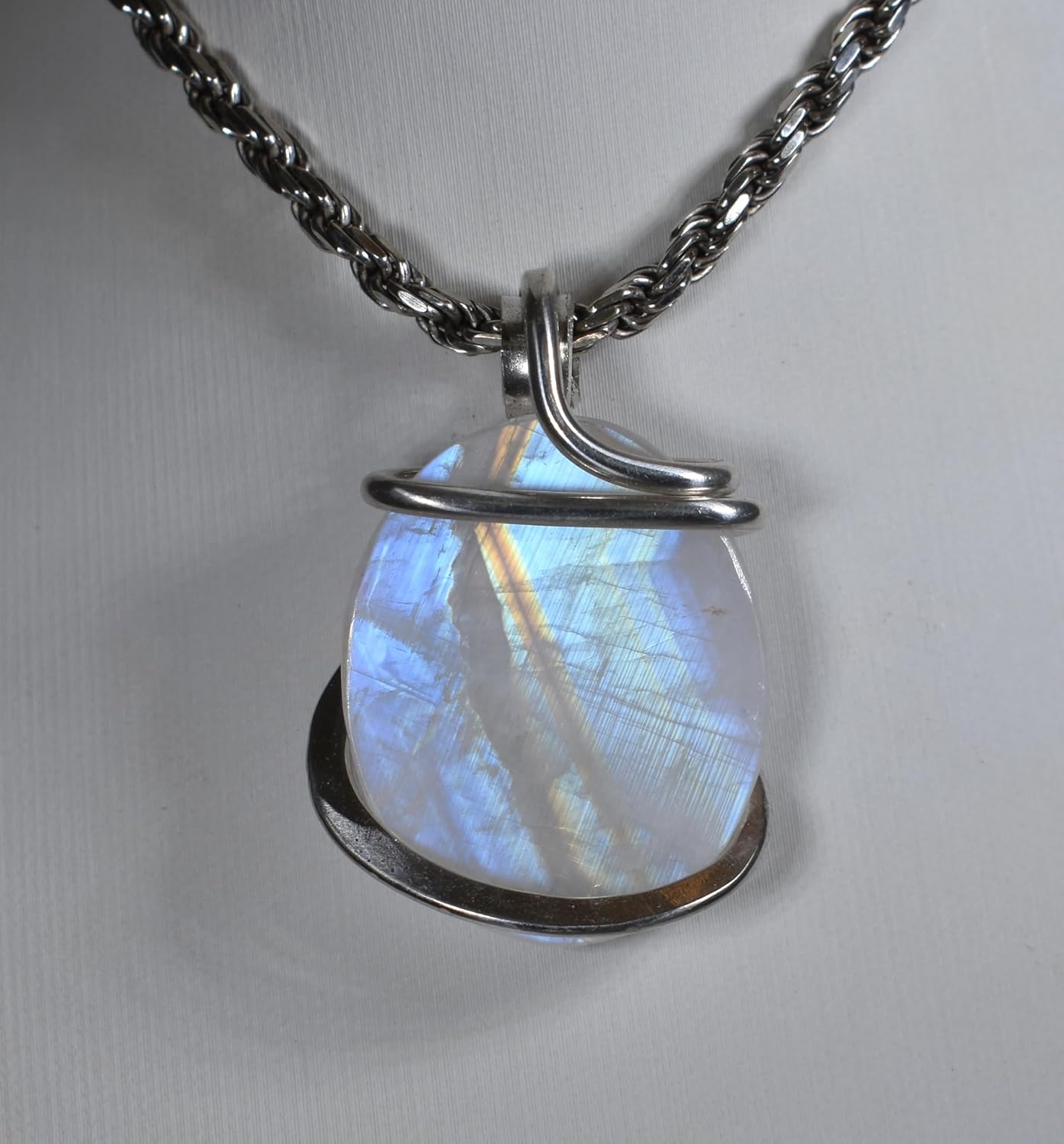 Rainbow Moonstone Pendant Necklace 925 Sterling Silver by Isabella Roth - Image 7