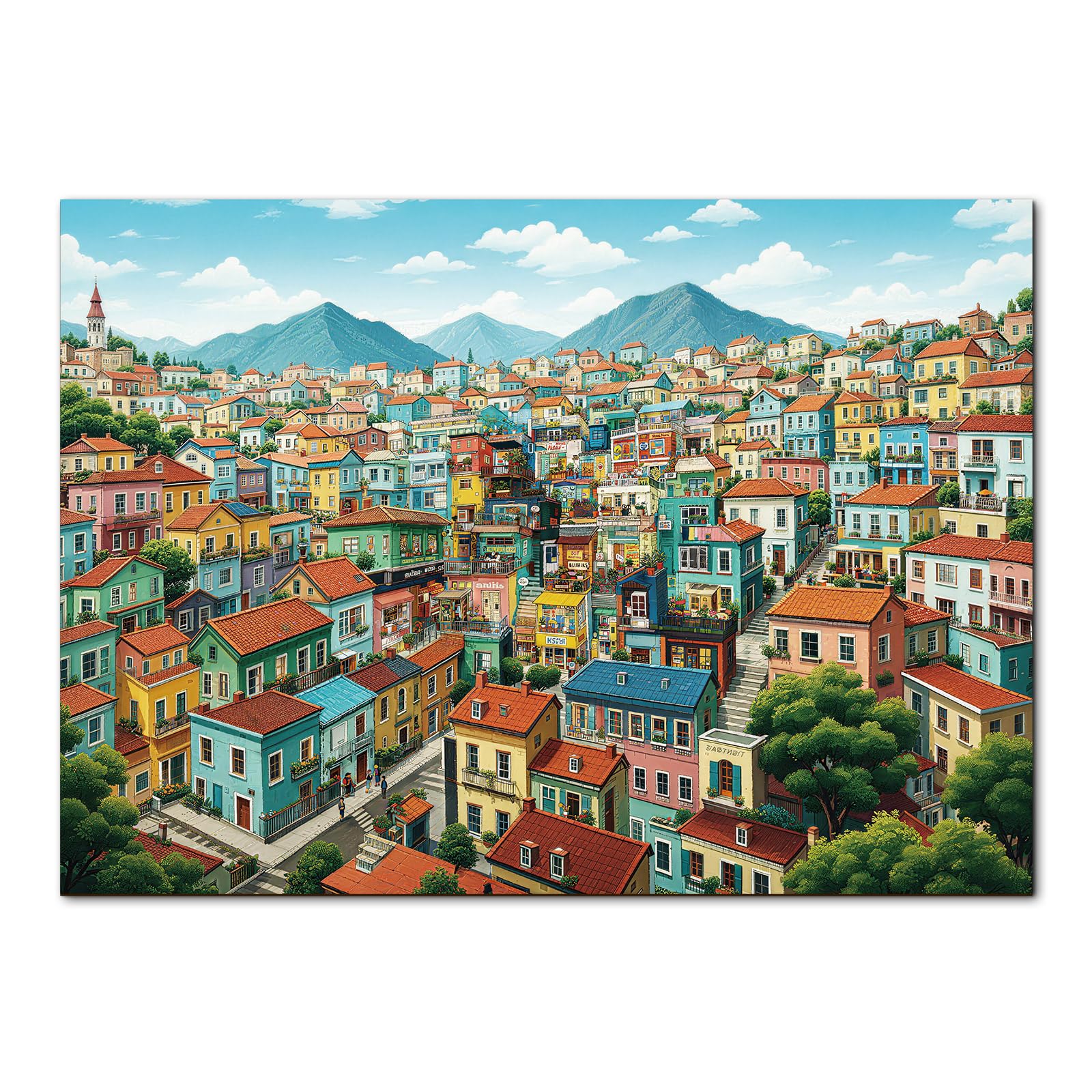 Blumuze Jigsaw Puzzle for Adults 1000 Piece,70 x 50 cm Jigsaws 1000 pieces for Adults for Decoration,1000 piece Puzzle Gifts for Friend Family on her Birthday (Sunveil Village)