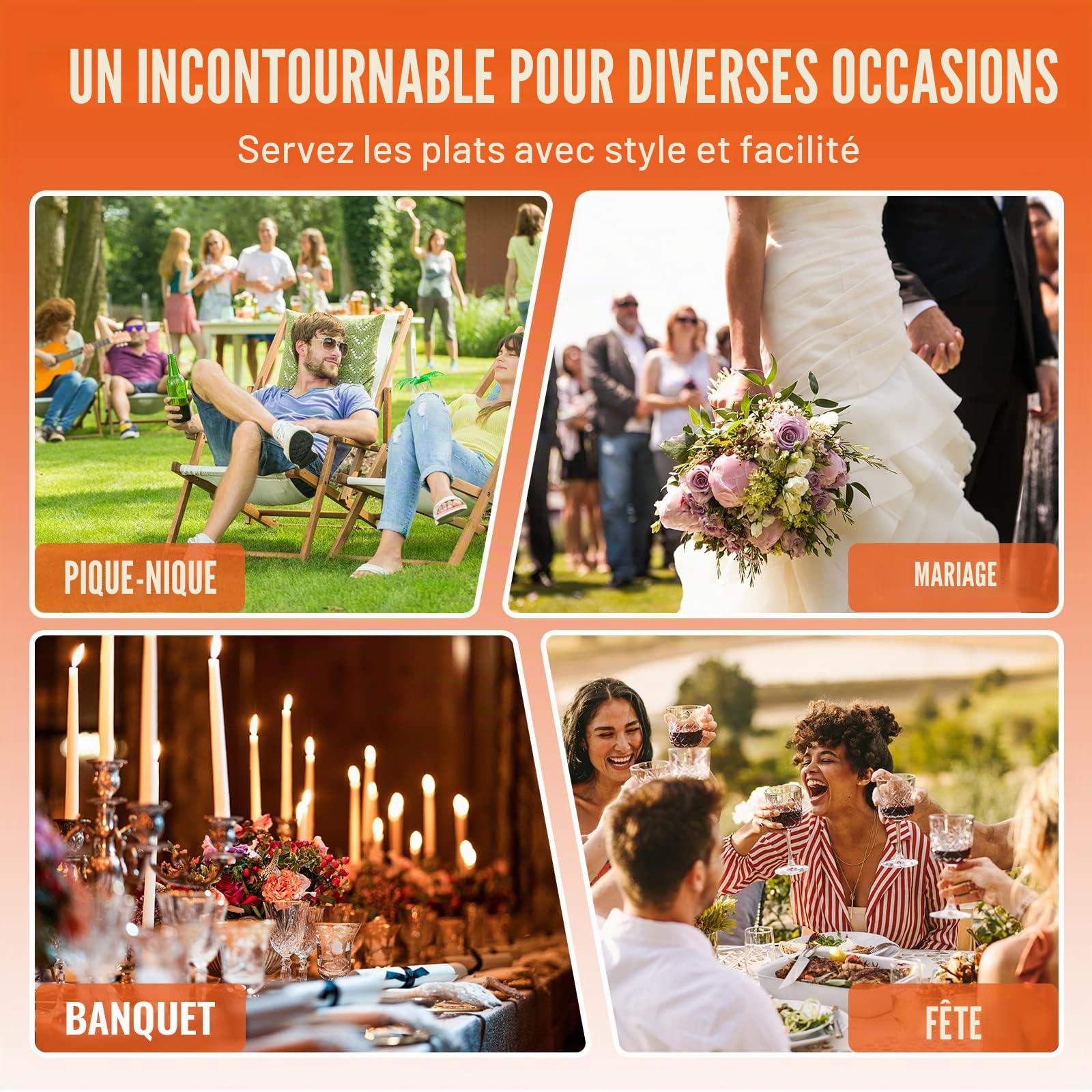 VEVOR Chauffe-Plat Lot de 2 Bacs de 3,5 L Buffet Chauffant à Combustible Réchaud INOX Alimentaire Rond Récipient Maintient au Chaud pour Servir Buffet en Libre-Service Hôtel Traiteur Restauration