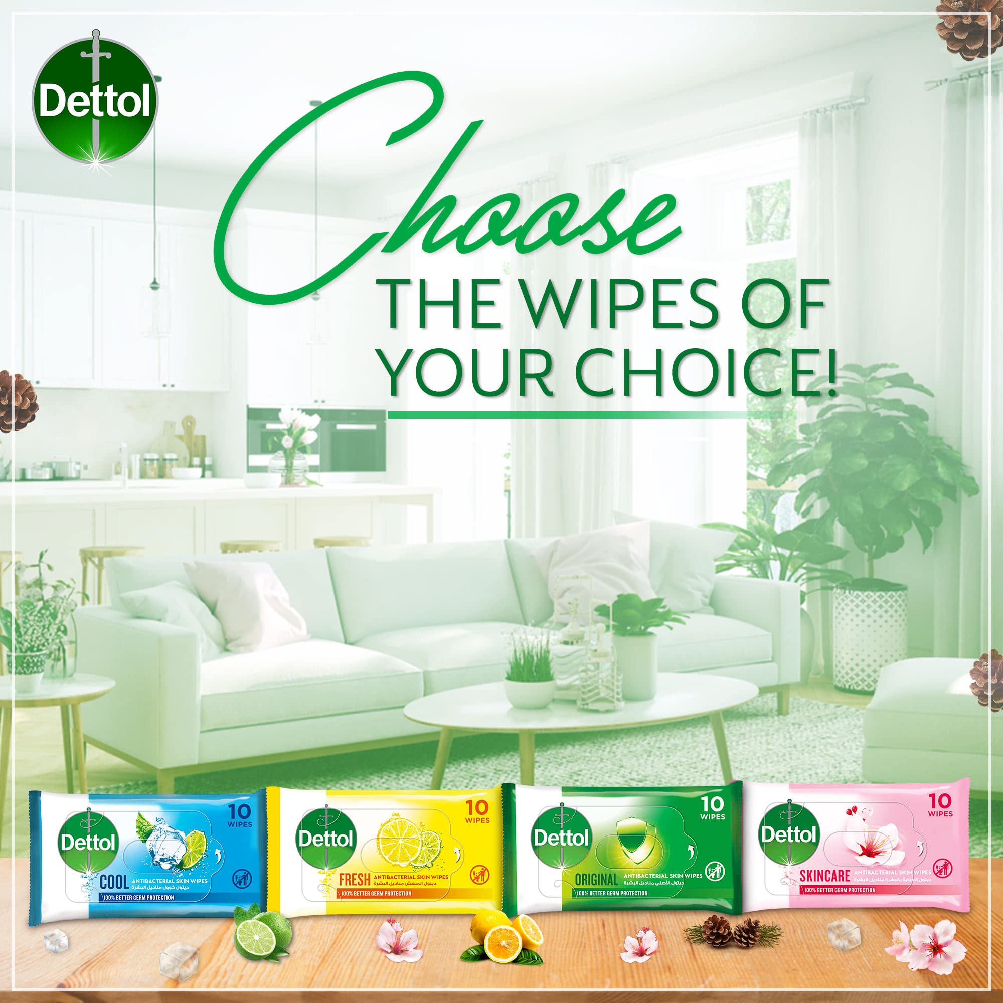 Dettol Original AntiBacterial Skin Wipes for Better Germ Protection