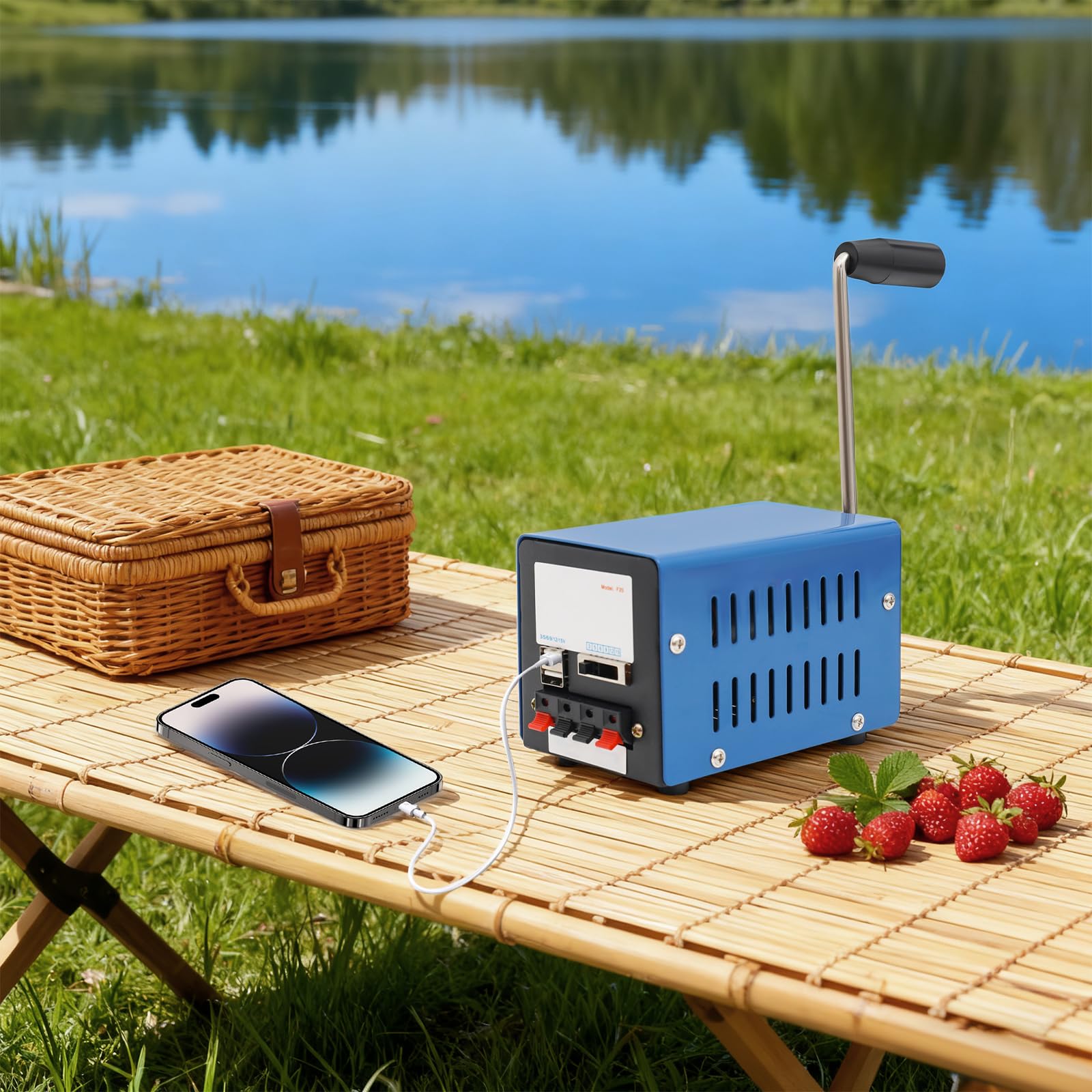 Generator korby ręcznej 20 W z bezpośrednim wyjściem, przenośny generator prądu awaryjnego na kemping i do aktywności na świeżym powietrzu, ręczne zasilanie do telefonu komórkowego, radia i