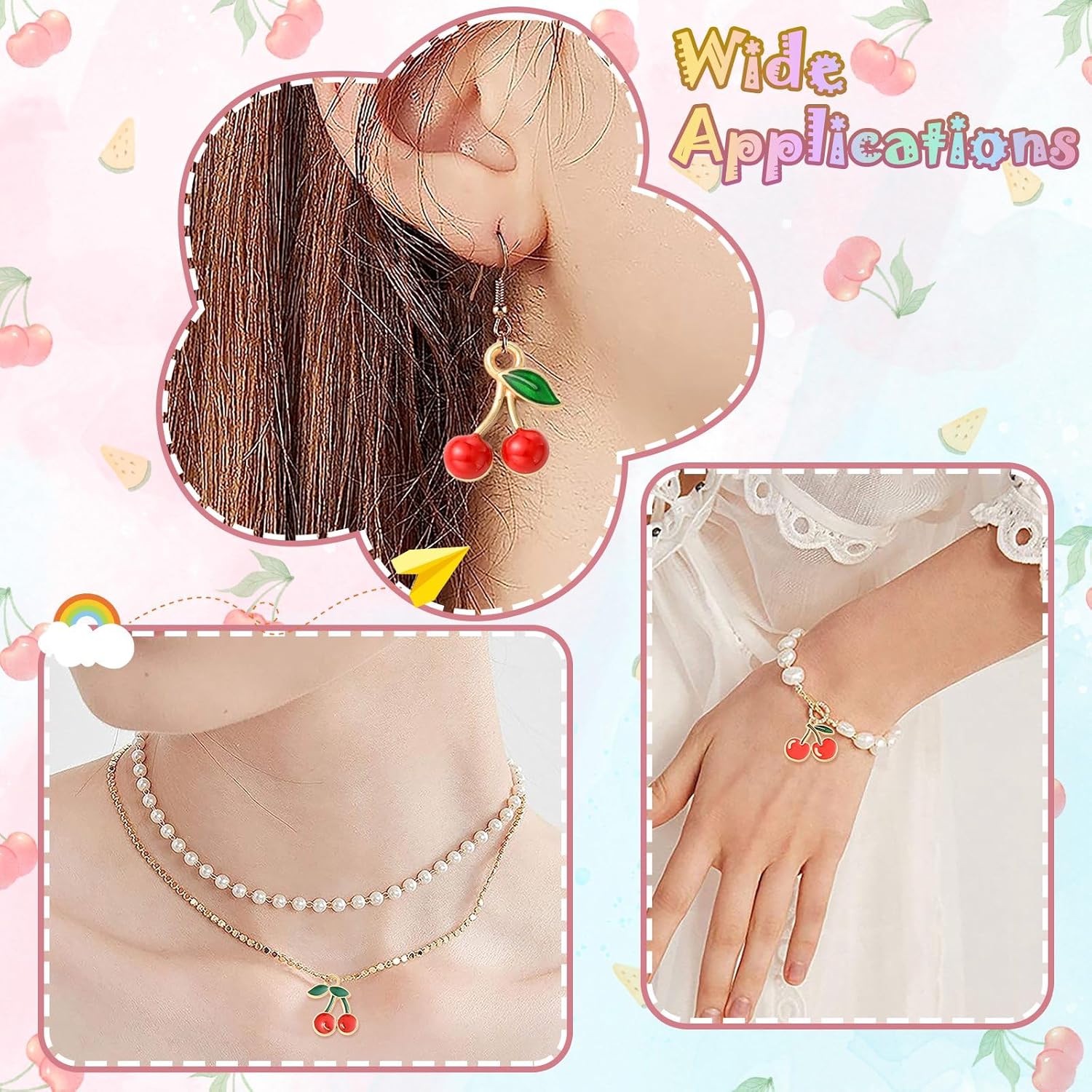 KitBeads 40Pcs 8 Styles Enamel Cherry Charms Summer Sweet Fruit Charms Mixe Shape Red Cherry Pendants for Jewelry Making Bracelets Earrings Crafts - Image 7