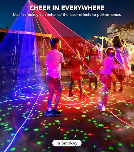 Miniatura 3 de Luces Láser DJ para Fiesta, Proyector de Show de Luz Láser RGBUV Profesional 5 en 1 Soporta DMX512, Activado por Sonido con Control Remoto para