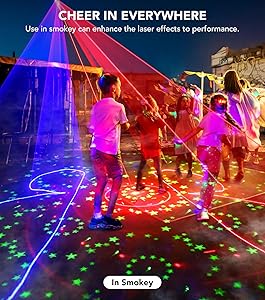 KeoBin DJ Laser Lights for Party, Professional 5 in 1 RGBUV Laser Light Show Projector Support DMX512, Sound Activated with Remote Control for Indoor Parties Disco Club KTV Bar Stage DJ Lighting