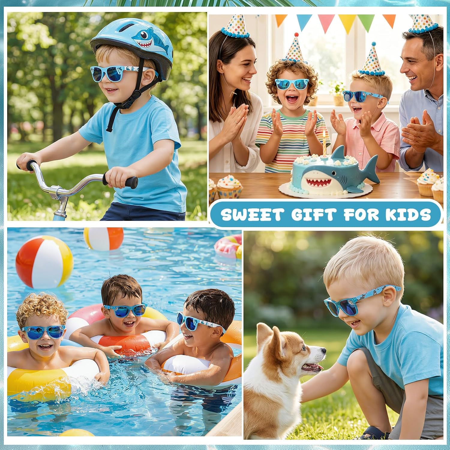 Kids Sunglasses Boy 2 Pcs, Sunglasses UV Protection Toddler Eyewear for 3-12 Outdoor Beach Party Glasses