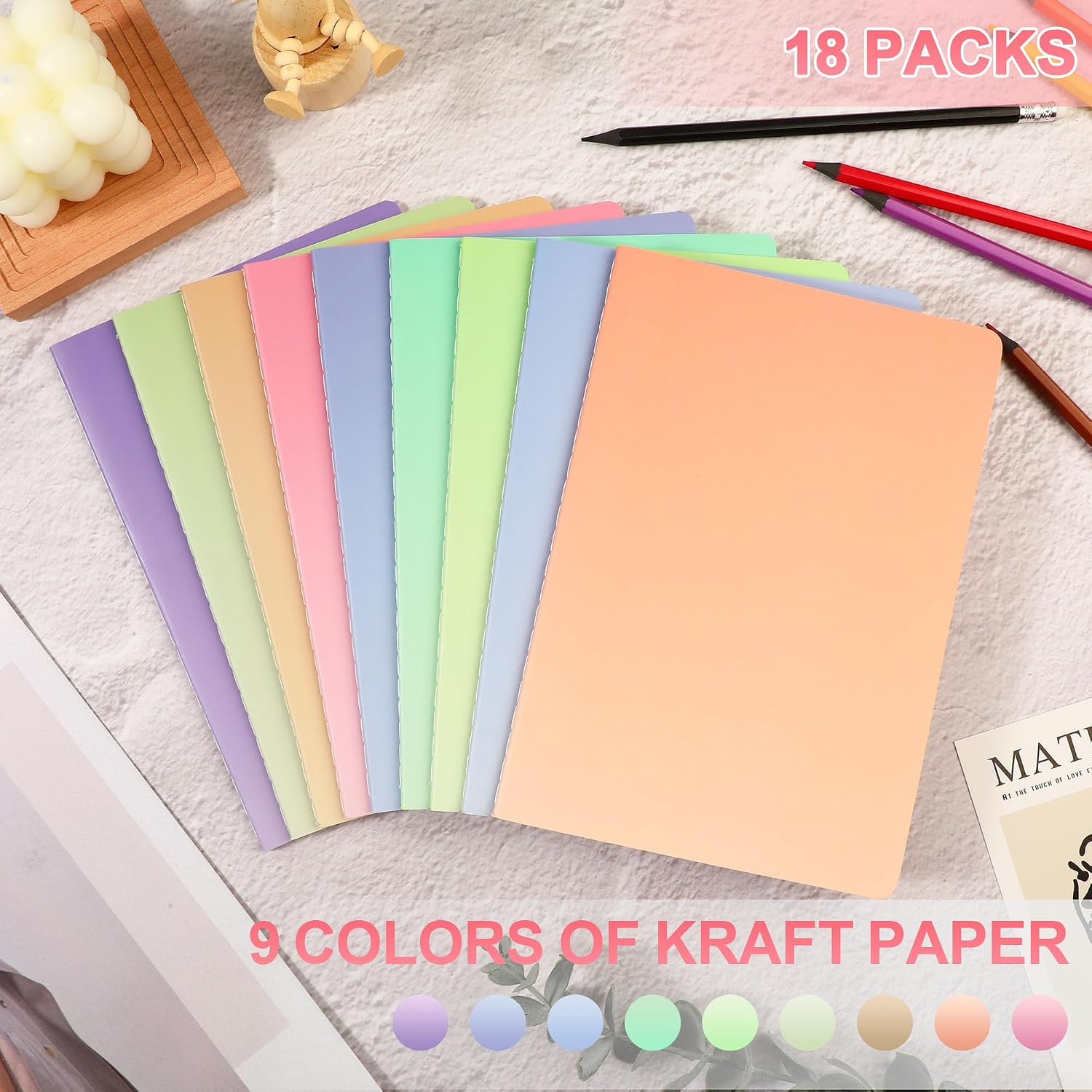 18 Pack A5 Colorful College Ruled Lined Notebook Bulk 60 Pages for School image 5