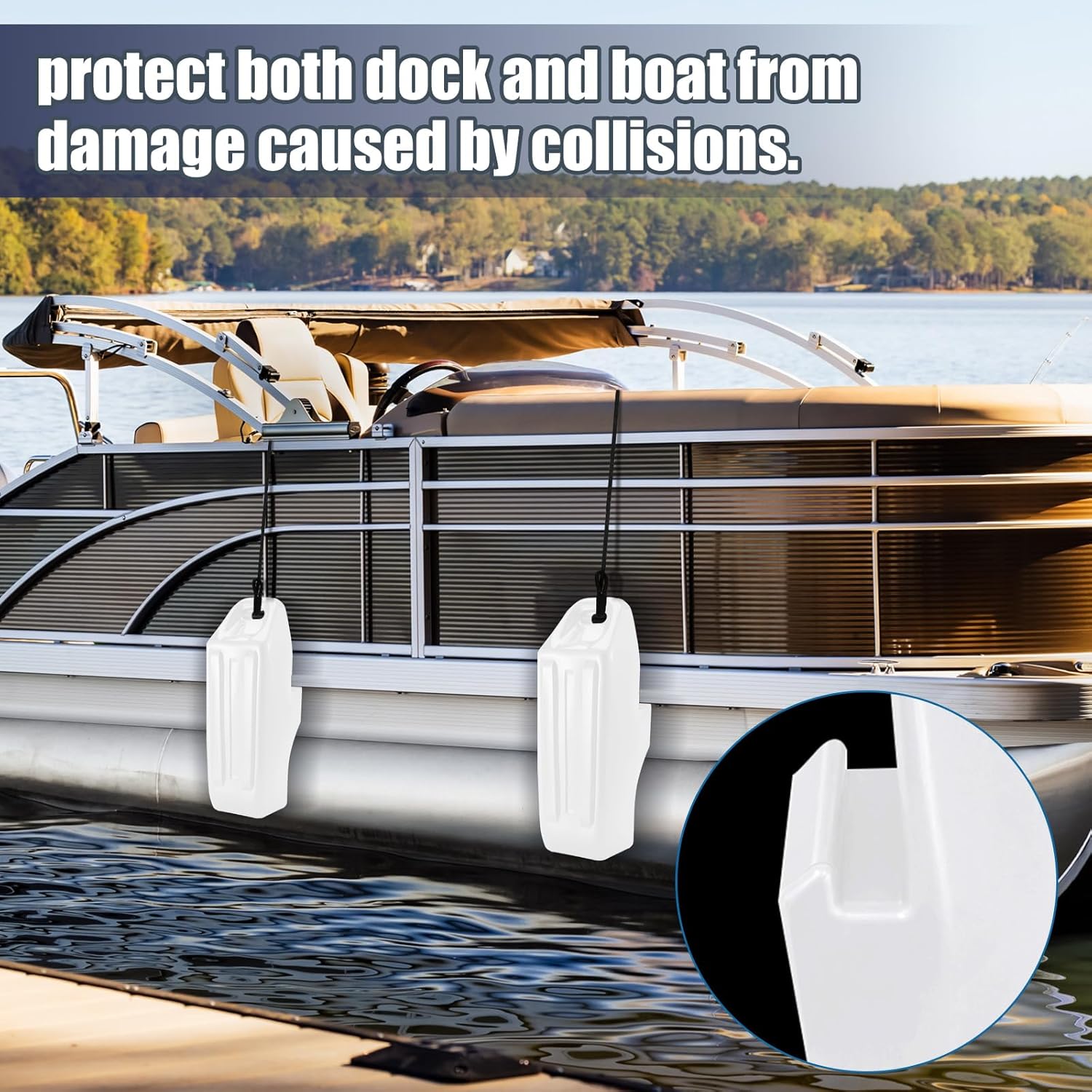 Pontoon Boat Fenders Inflatable Boat Bumper for Docking with Ropes Dock Bumper with Locking Recessed Groove and Grip Handle Easy to Install Pontoon Accessories