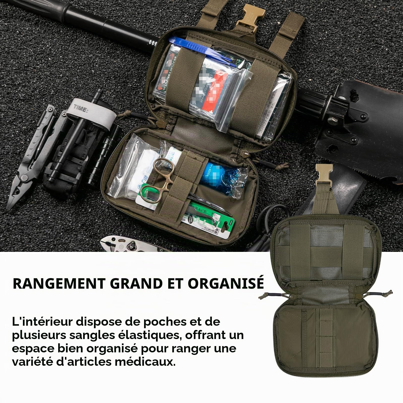 EXCELLENT ELITE SPANKER Poche tactique Rip IFAK Poche utilitaire médicale Poche de premiers secours EMT pour activités tactiques militaires（RGN）