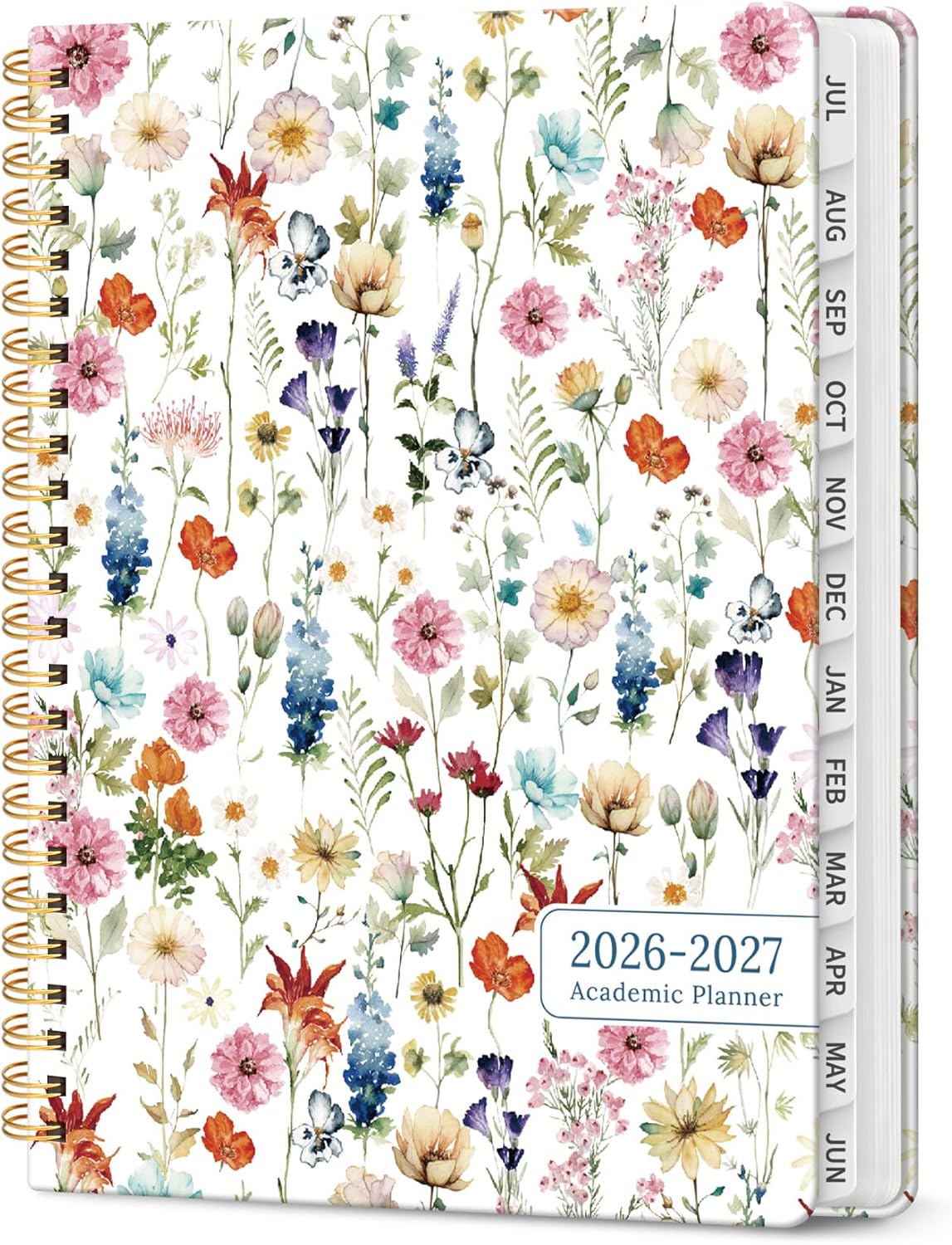 Taja 2026-2027 Academic Planner Wildflowers: Hardcover with Tabs for Teachers, Students, and Home Organizers