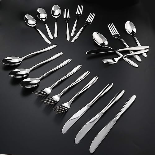 Miniatura 2 de Ramddy Juego de cubiertos de mesa de comedor de acero inoxidable de 70 piezas para 14
