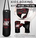 Bodystation Kids Champ Junior Punching Set | 1 Punching Bag, 1 Head Guard, 2 Gloves | Boxing Training Punching Bag & Gloves for Boys & Girls | for 3 to 10 Years Kids (Set of 4) (Red Camo) gallery image
