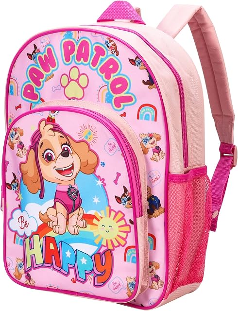 William Lamb Paw Patrol Girl Kids Childrens Premium Backpack School Rucksack Travel Bag with side mesh pocket and front zipped pocket, Multicolour, 36.7cm (height), 26cm (width), 13cm (depth) (02933)