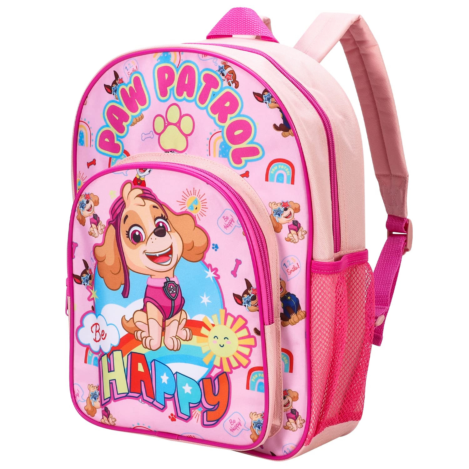 Zawadi Global Girls Multicolour William Lamb Paw Patrol Kids Childrens Premium Backpack School Rucksack Travel Bag With Side Mesh Pocket And Front Zipped Pocket, 36.7Cm (Height), 26Cm (Width), 13Cm (Depth) (02933)
