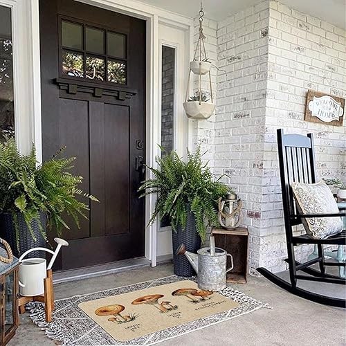 Miniatura 5 de Mloabuc Juego de 2 alfombras de cocina con diseño de hongos y flores para piso, antideslizantes, lavables, delgadas, alfombra de cocina,