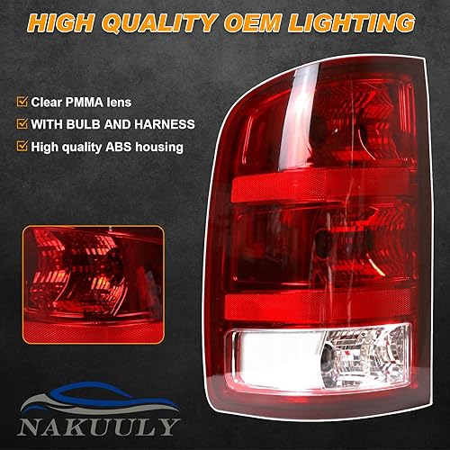 Miniatura 6 de Nakuuly Luces traseras compatibles con GMC Sierra 1500 2500HD 3500HD 2007-2014, luces traseras del lado del conductor y del pasajero, conjunto de