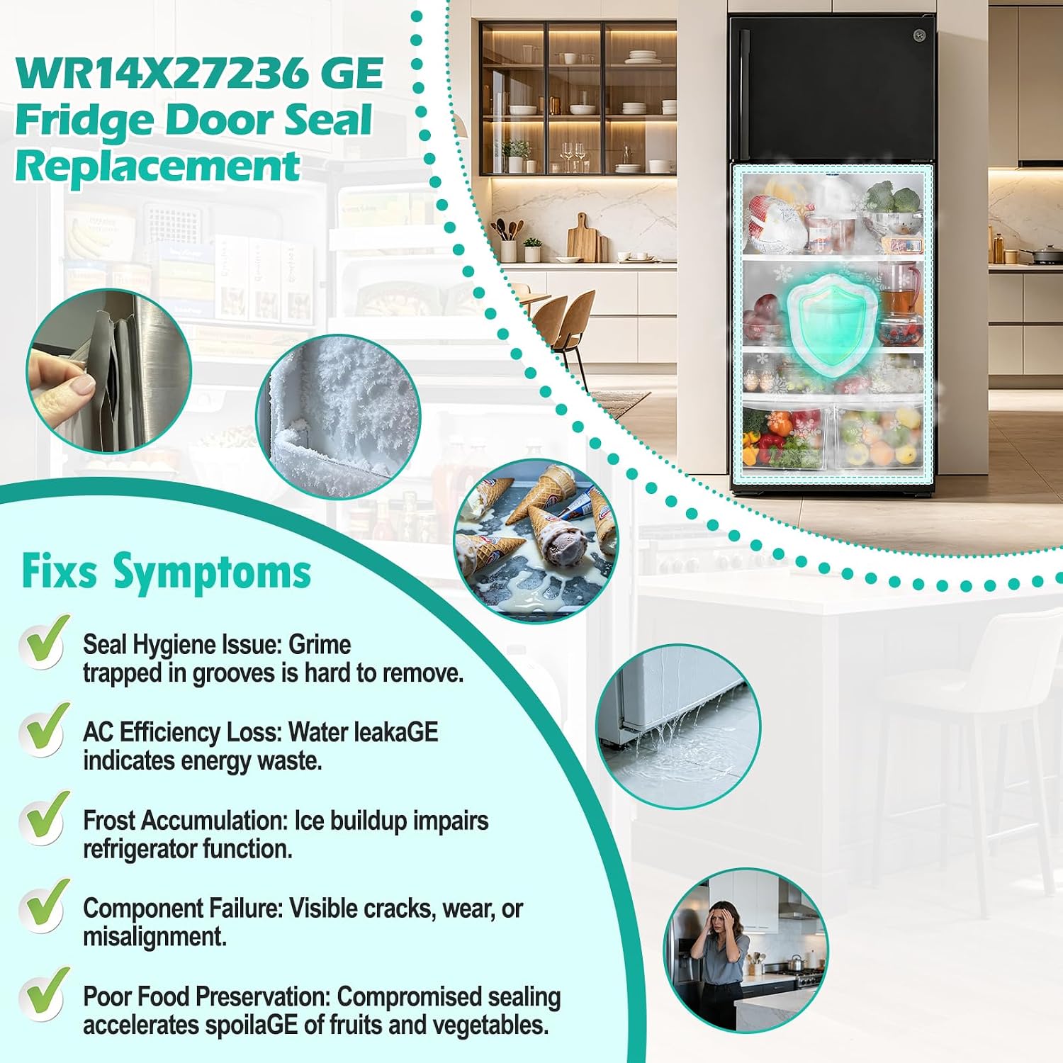 WR14X27236 Refrigerator Door Gasket Replacement for GE Refrigerator Part
