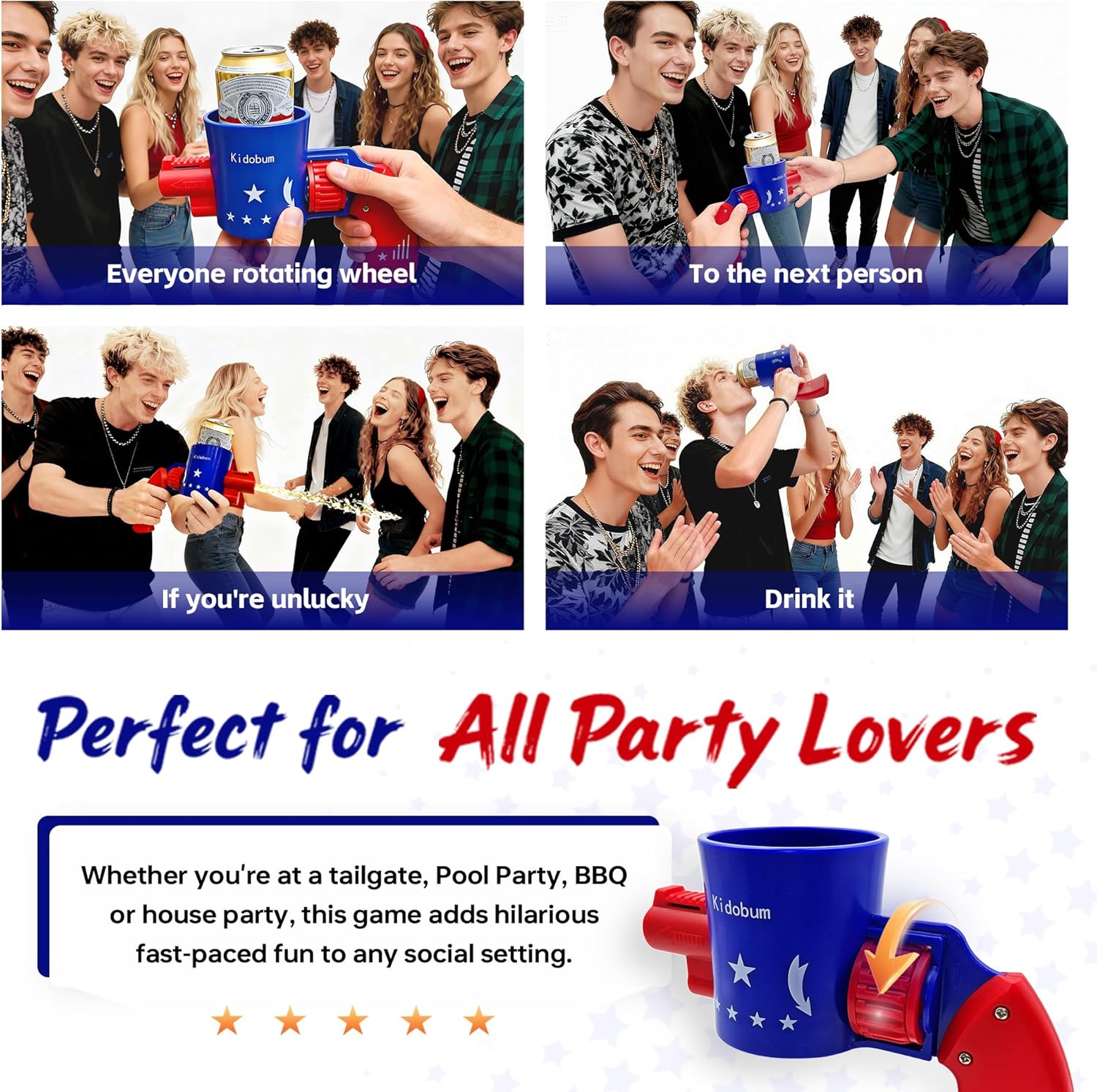 Upgraded 2Pcs Party Drinking Games, Thrilling Twist & Pass Party Fun with Surprise Spray, Randomized Wheel Adult Family Game for Golf Course, Beach, Bachelor Party, BBQ or White Elephant