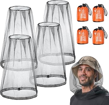 MsTeco Chapeau Moustiquaire Apiculteur - Filet Anti-Insectes Pour Pêche Camping Randonnée (Gris)