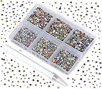 Vista 53 de 2880 diamantes de imitación para arte de uñas, sin termofijación, fijación con pegamento, cristales redondos de vidrio con base plana para hacer