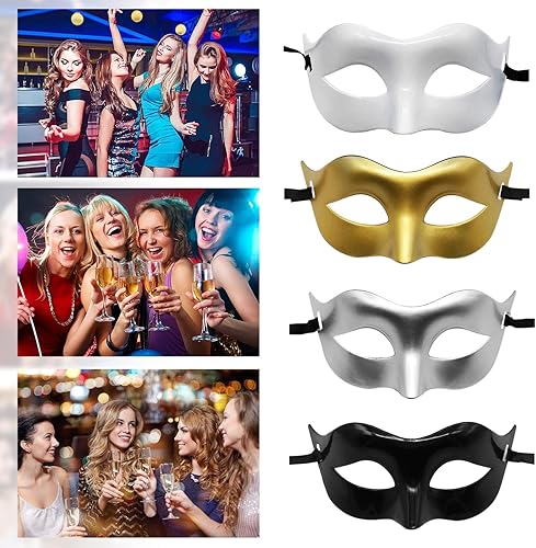 Miniatura 7 de Udebohe Unisex Masquerade Masks Half Face Costume Mask Set for Women Men Halloween Mardi Gras Cosplay Cocktail Party