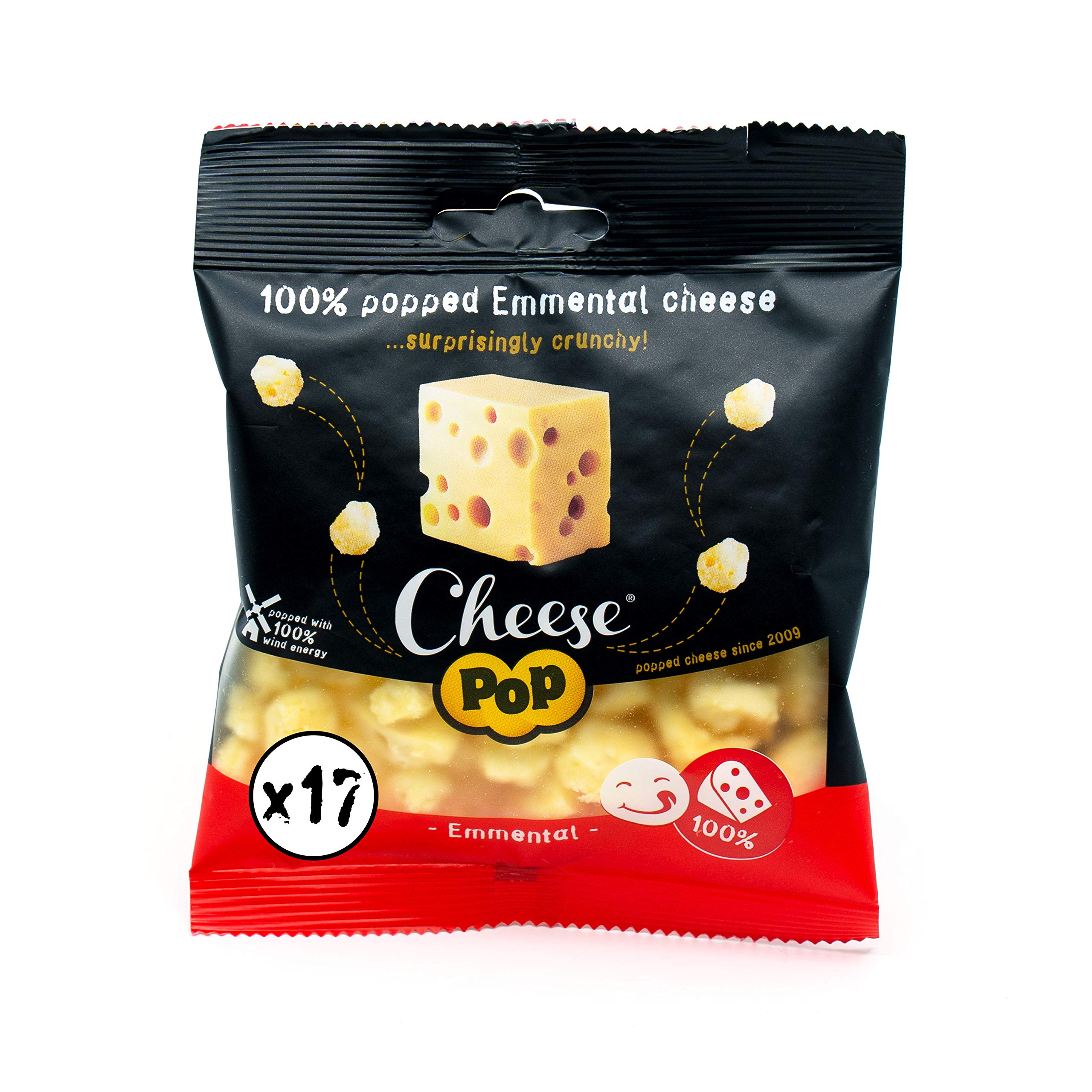 Cheesepop Popped Emmental Cheese Snack (17x 20g) - 100% Cheese ...Surprisingly Crunchy! Clean Label - Natural - Vegetarian- no Carbs - Keto - high in Protein - Source of Calcium - Gluten Free