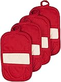 RITZ Premium Pot Holders & Heating Pads (4-Pack), 8.5" x 5.5", Heat Resistant, 100% Cotton Terry-Looped Pocket, Kitchen and Barbeque, Paprika
