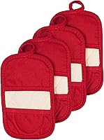 RITZ Mitz Premium Pot Holders 4-Pack, 8.5x5.5 Heat Resistant 100% Cotton Terry, Oven Mitts & Hot Pads for Kitchen BBQ, Paprika