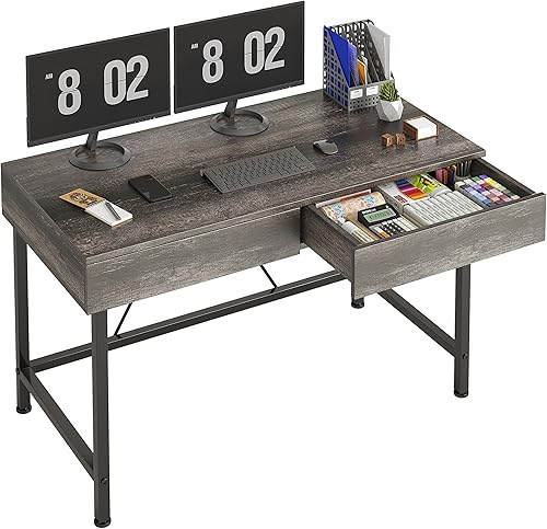 VERMESS Escritorio pequeño de 40 pulgadas con cajones de madera, escritorio para niños para dormitorio, escritorios de trabajo para oficina en casa