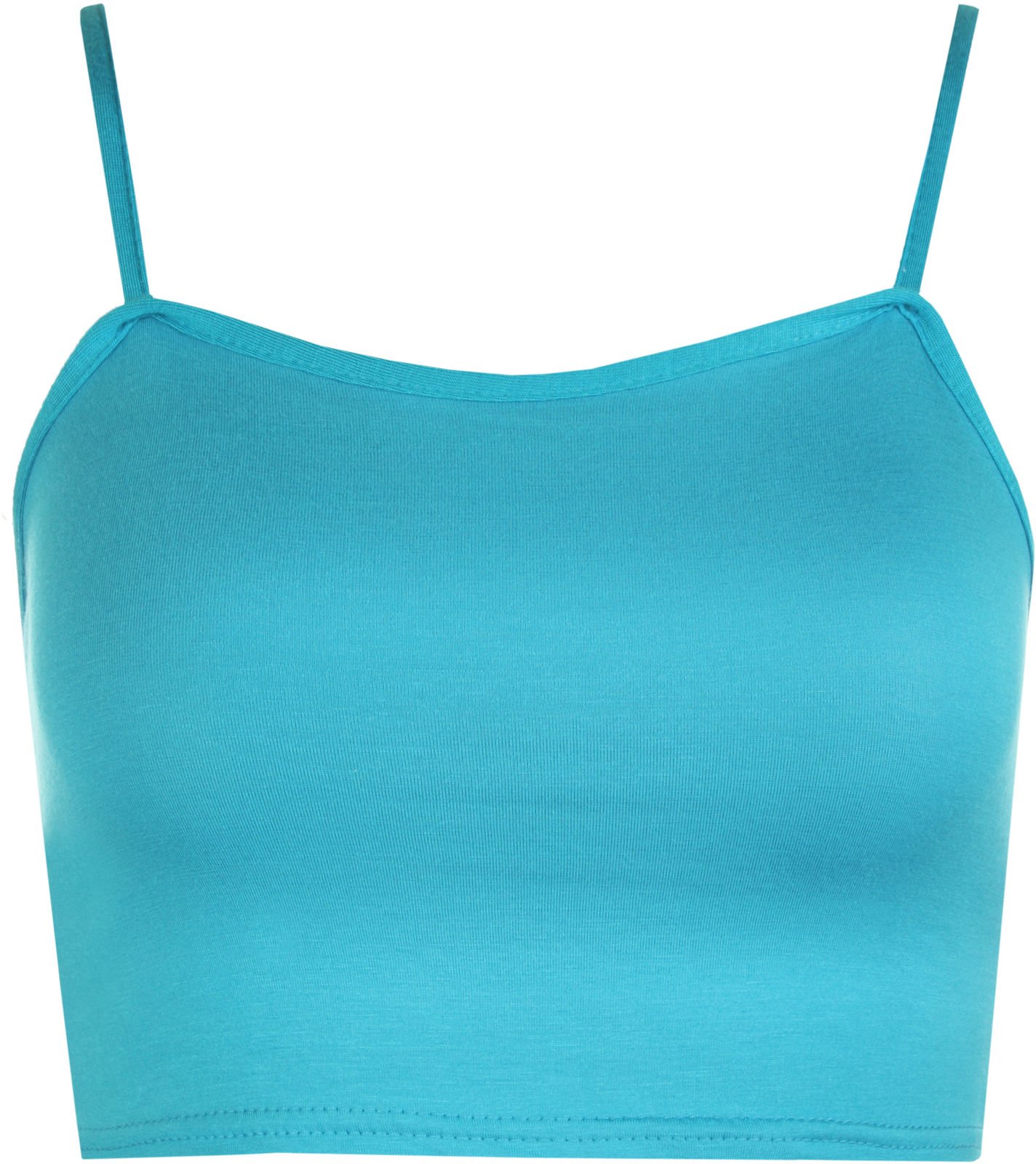 GirlzWalk Women's Ladies Crop Top Ladies Strappy Sleeveless Camisole Bralet Stretchy Vest (Turquoise, SM 8-10)