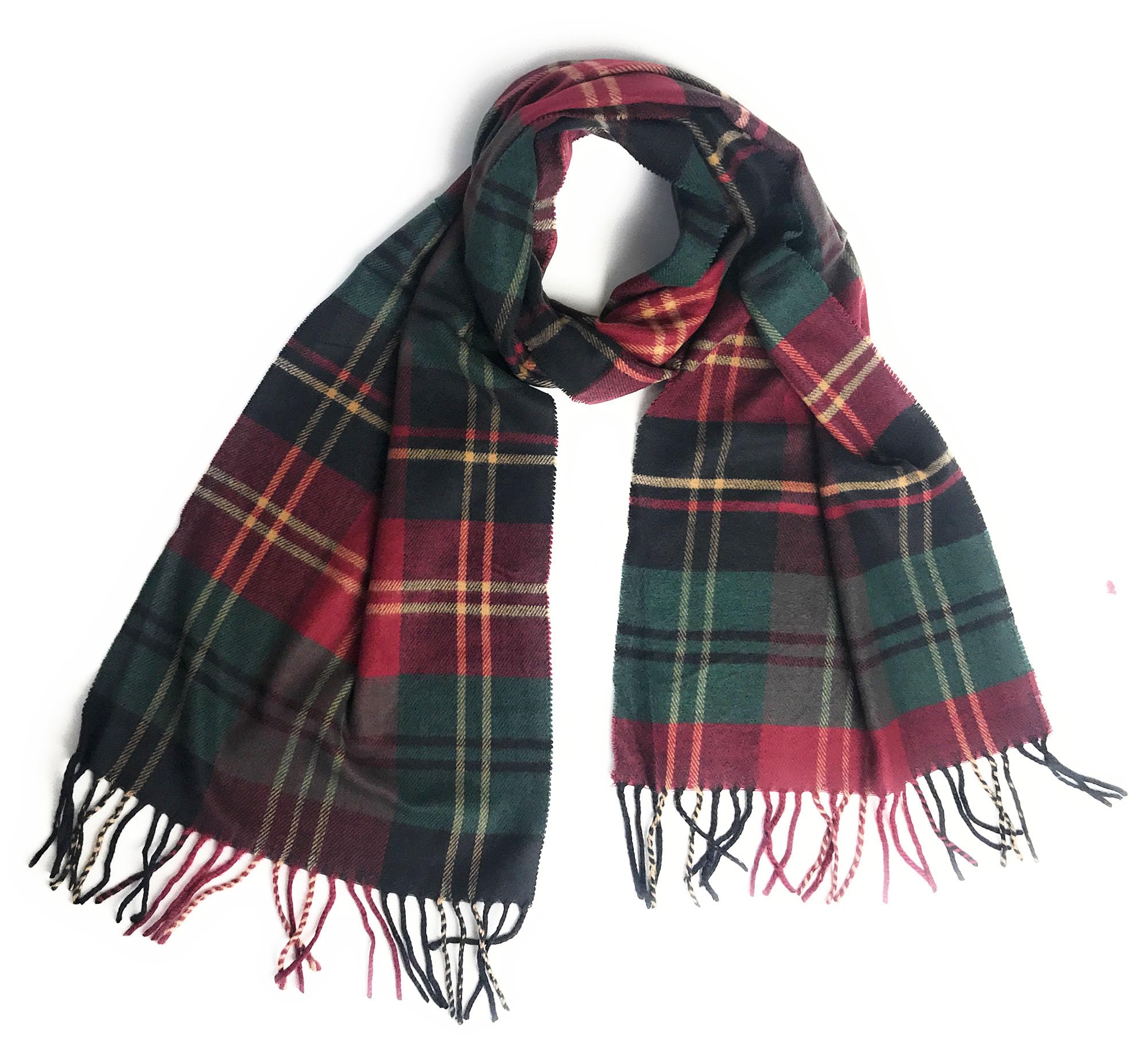 KGM Accessories Super soft check cashmere feel tartan check scarf - scarves for Men - Men`s woman's soft scarf (Burgundy Tartan)