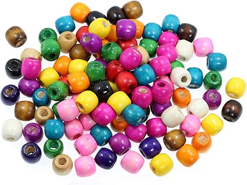 Miniatura 7 de BetterJonny - 200 cuentas de madera de agujero grande, cuentas de madera de colores surtidos para trenzar el cabello, 16 x 0.630-0.669 in para