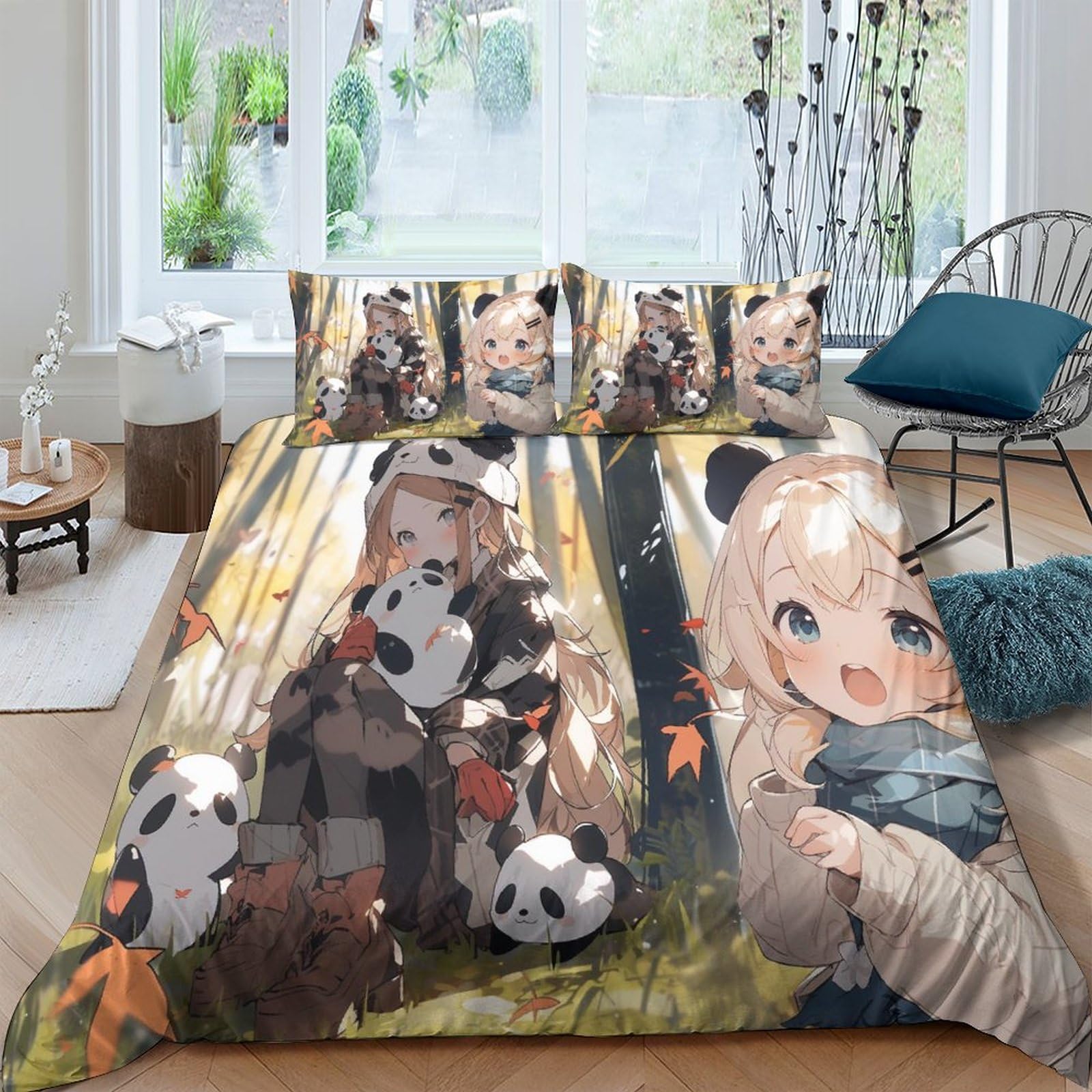 Housses de couettes dessin animé King 220x240cm IOFEER avec 2 taies d'oreiller