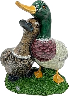 Mallard Duck Couple Statue Home Décor Realistic Painted Sculpture Table Animal Decoration for Indoor Kitchen Dining Room Nature Color (Couple Mallard)